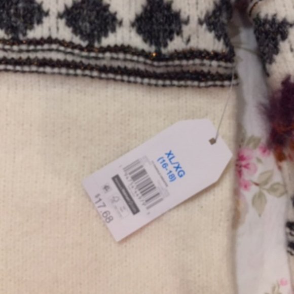 NWT - sweater, multi-colors/cream base, XL 16-18 - Picture 7 of 7
